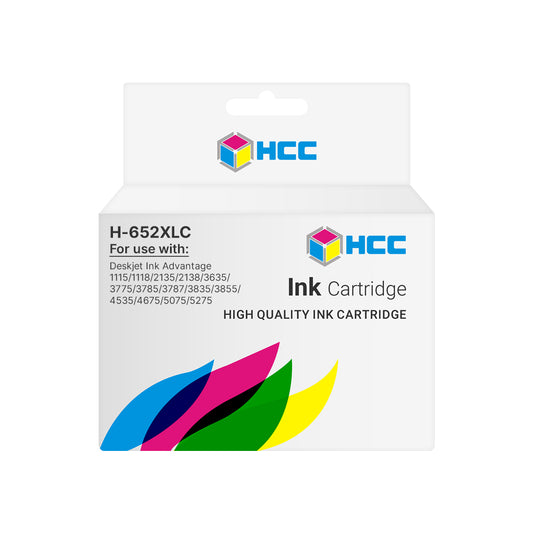 HCC H-652XLC Tri-Color Ink Cartridge Compatible with HP 652 Tri-color