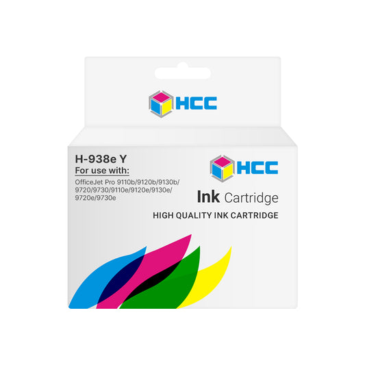 HCC H-938eY Yellow Ink Cartridge Compatible with HP 938e Yellow Ink Cartridge