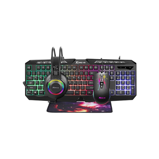 XT ME CMX-410 EN 4-in-1 Gaming Combo – RGB Keyboard Mouse Headset Wired Set