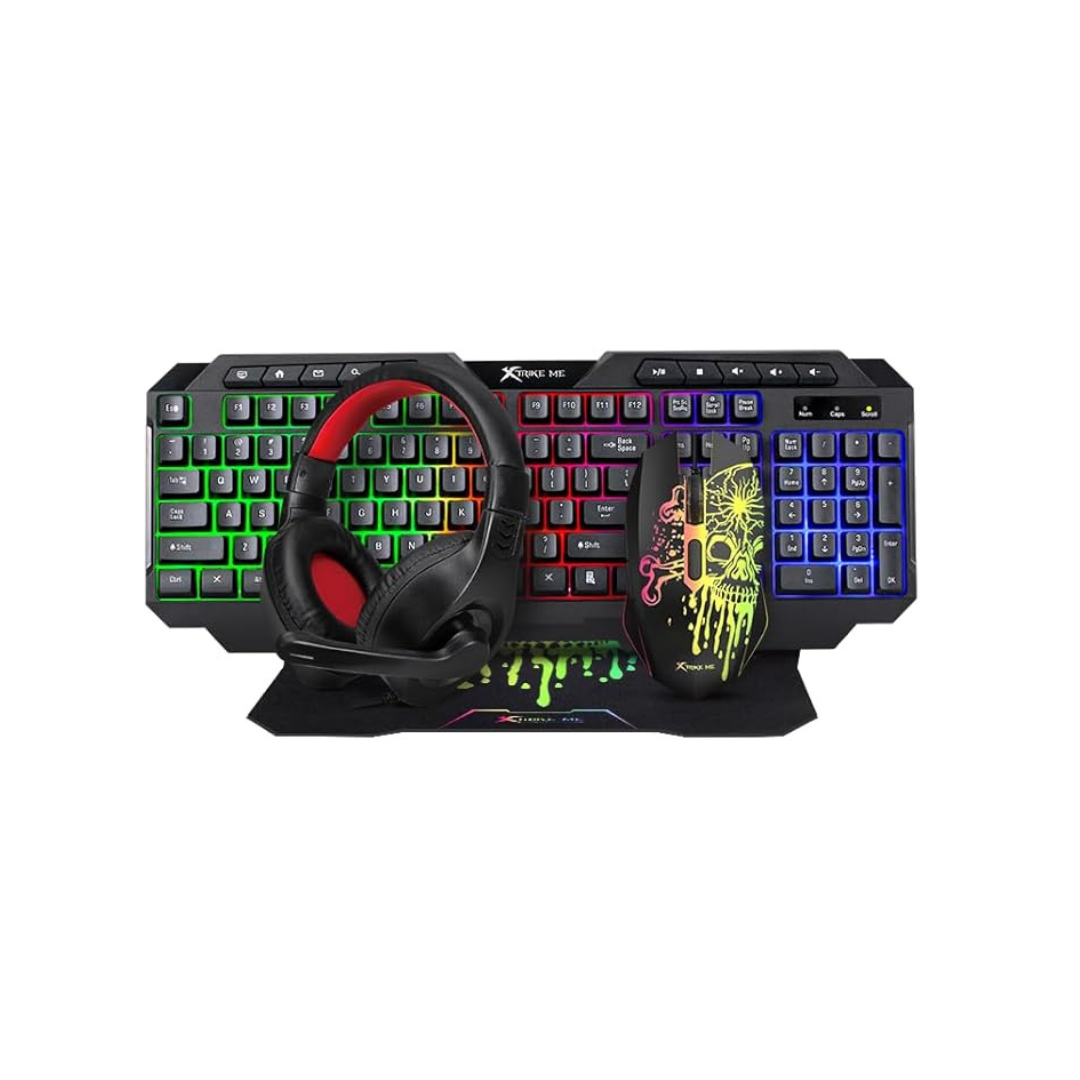 XTRIKE ME CMX-415 EN 4-in-1 Wired Gaming Combo – Keyboard Mouse Headset Mousepad RGB