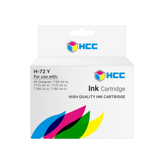 HCC H-72Y Yellow Ink Cartridge Compatible with HP 72 Yellow (C9373A)