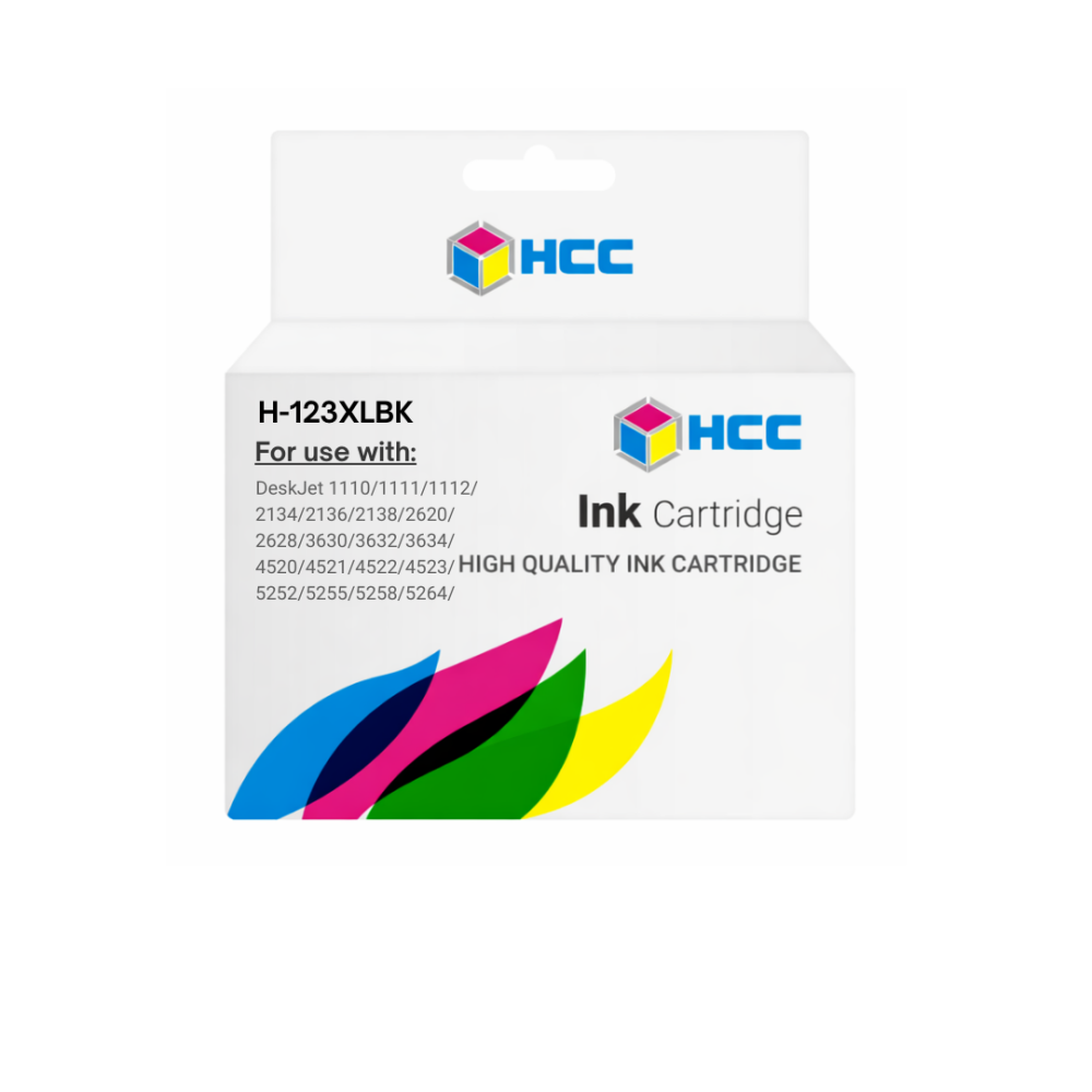 HCC H-123XLBK Black Ink Cartridge Compatible with HP 123 Black Ink Cartridge