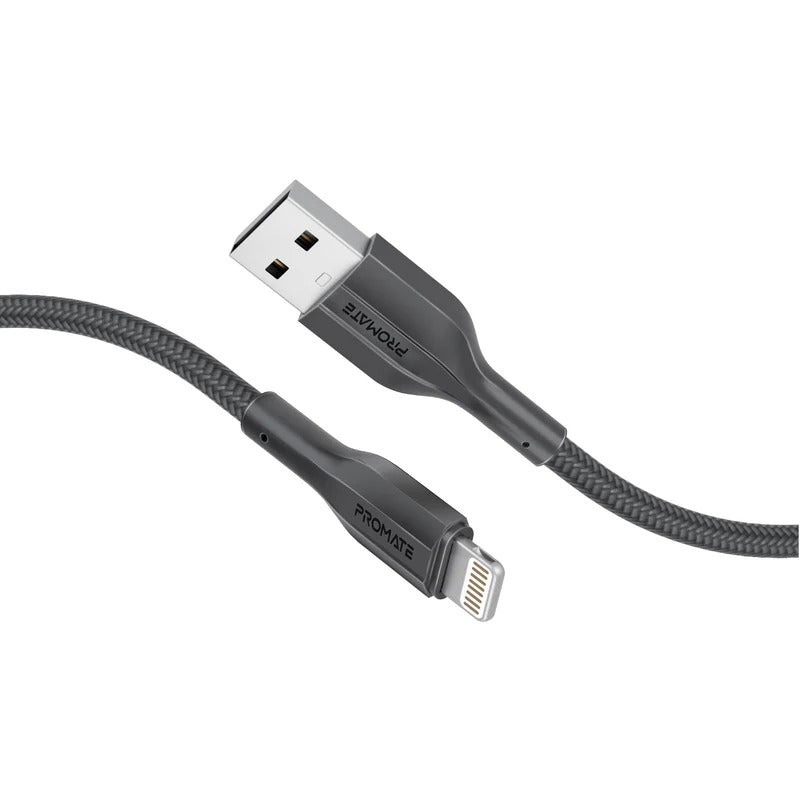 Promate XCord-Ai200 High Tensile Strength Data & Charge Cable for Apple Devices - Black