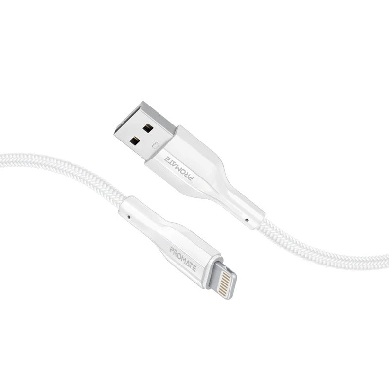 Promate XCord-Ai200 High Tensile Strength Data & Charge Cable for Apple Devices - White