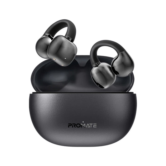 Promate AirClip AudioFit™ Open Ear Clip On TWS Earbuds w/ IntelliTouch - Black