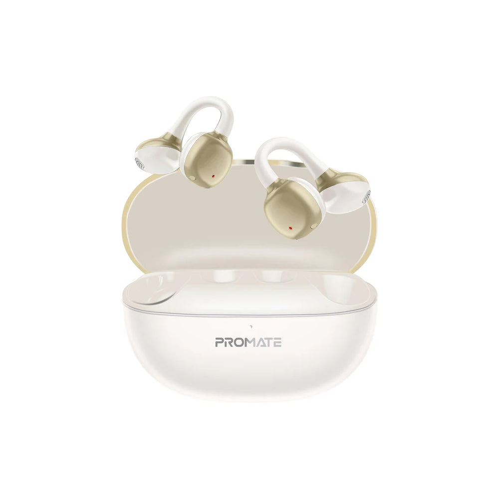 Promate AirClip-Pro AudioFit™ Open Ear True Wireless Stereo Earbuds with IntelliTouch - White