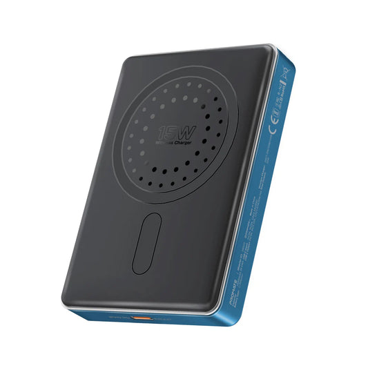 Promate Blade-10 10,000mAh Ultra-Compact Aluminum Crafted MagSafe Compatible Wireless Charging PowerBank - Blue
