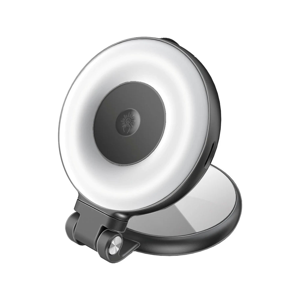 Promate MagHalo-Pro 360° Rotatable Ultra-Slim MagSafe Compatible Rechargeable LED Ring Light - Black