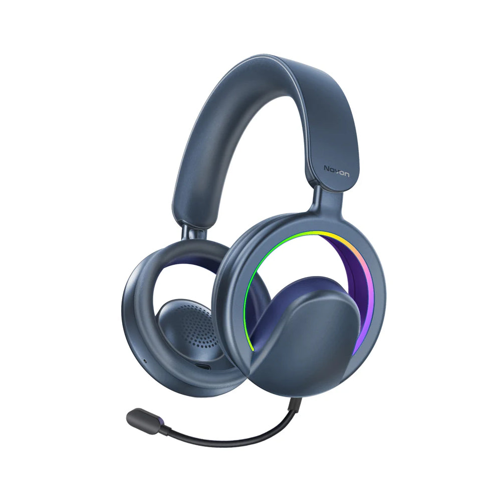Promate Novon High-Fidelity Open Ear Wireless Over-Ear Headphones with Detachable Mic - Blue