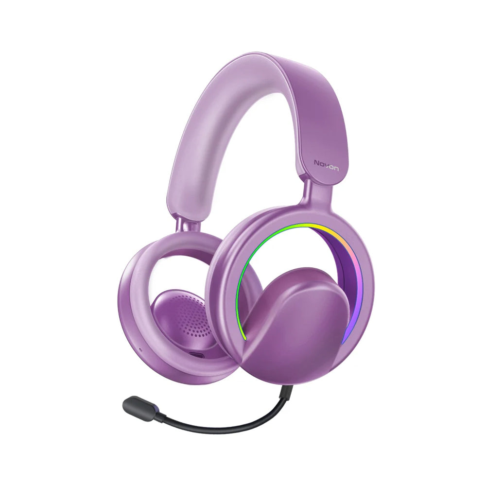 Promate Novon High-Fidelity Open Ear Wireless Over-Ear Headphones with Detachable Mic - Purple