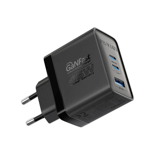 Promate PowerPort-45 45W Power Delivery GaNFast™ Charger with Quick Charge 3.0