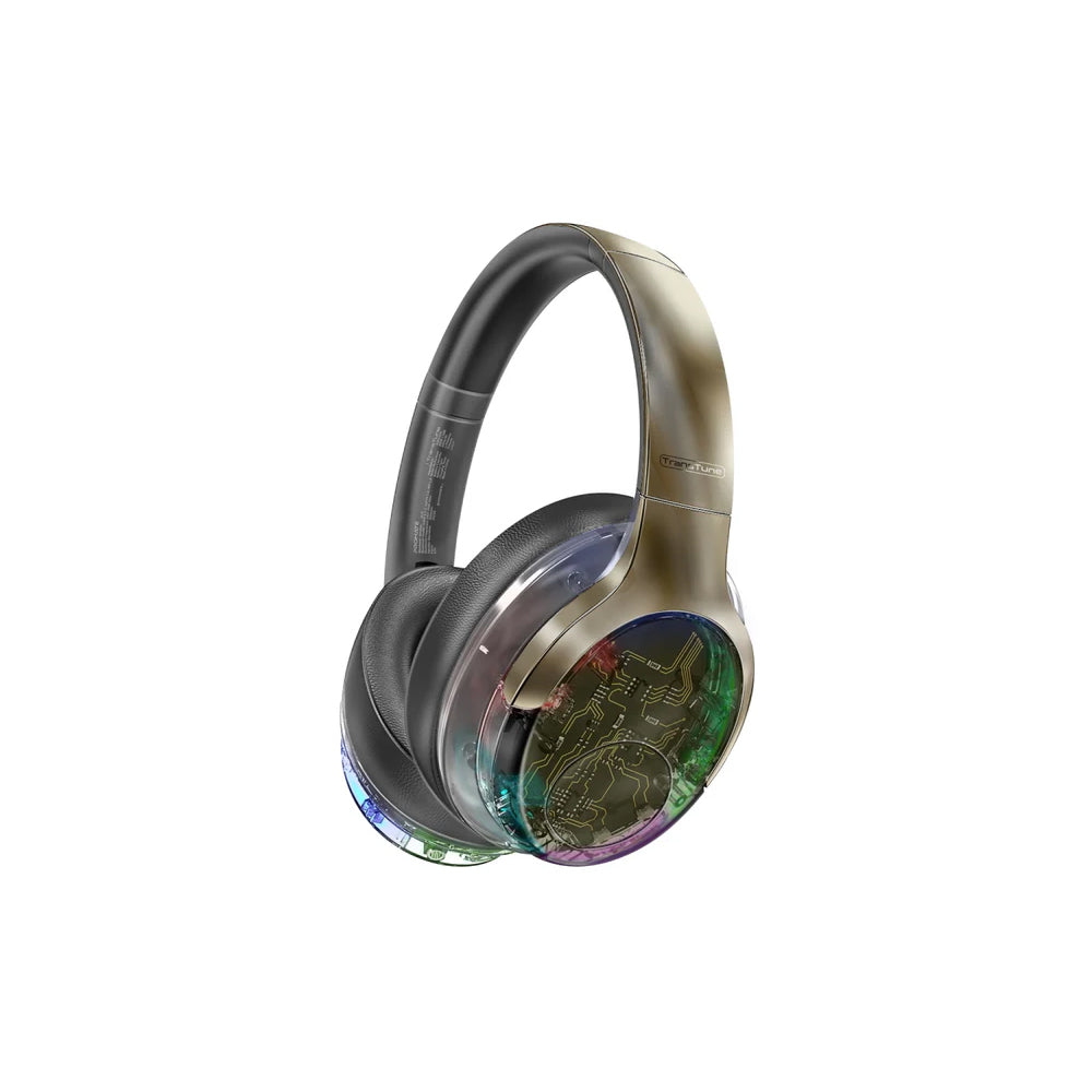 Promate TransTune Active Noise Cancelling Hi-Fi Stereo Wireless Headphones with RGB Lights - Gun Metal