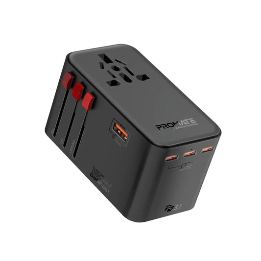Promate TripMate-GaN160 160W GaNFast™ Universal Travel Adapter with Multiple Ports