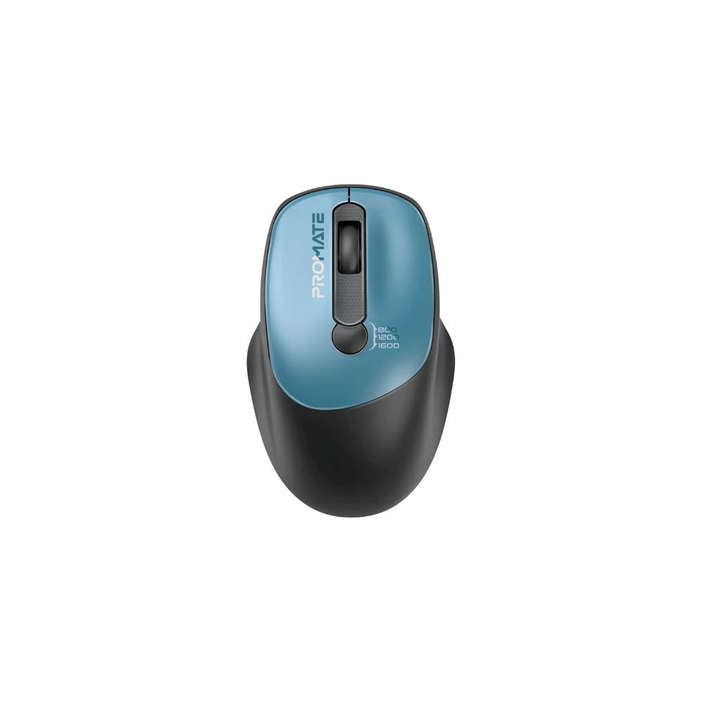 Promate UniGlide EZGrip™ Ergonomic Wireless Mouse - Blue