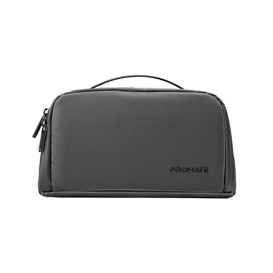 Promate Velura Large Capacity Tech Accessory Pouch with Multiple Compartments - Black