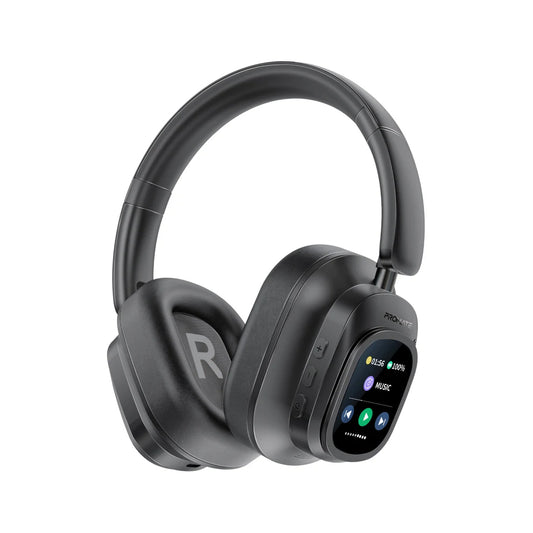 Promate VuTune High-Definition Hybrid ANC Headphones with Detachable Magnetic LCD Touch Screen Controller