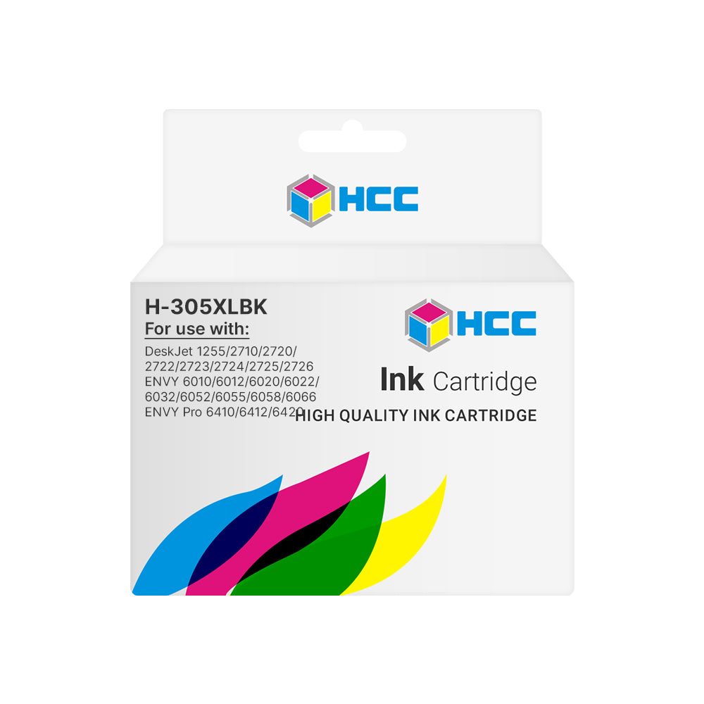 HCC H-305XLBK Black Ink Cartridge Compatible with HP 305 Black Ink Cartridge