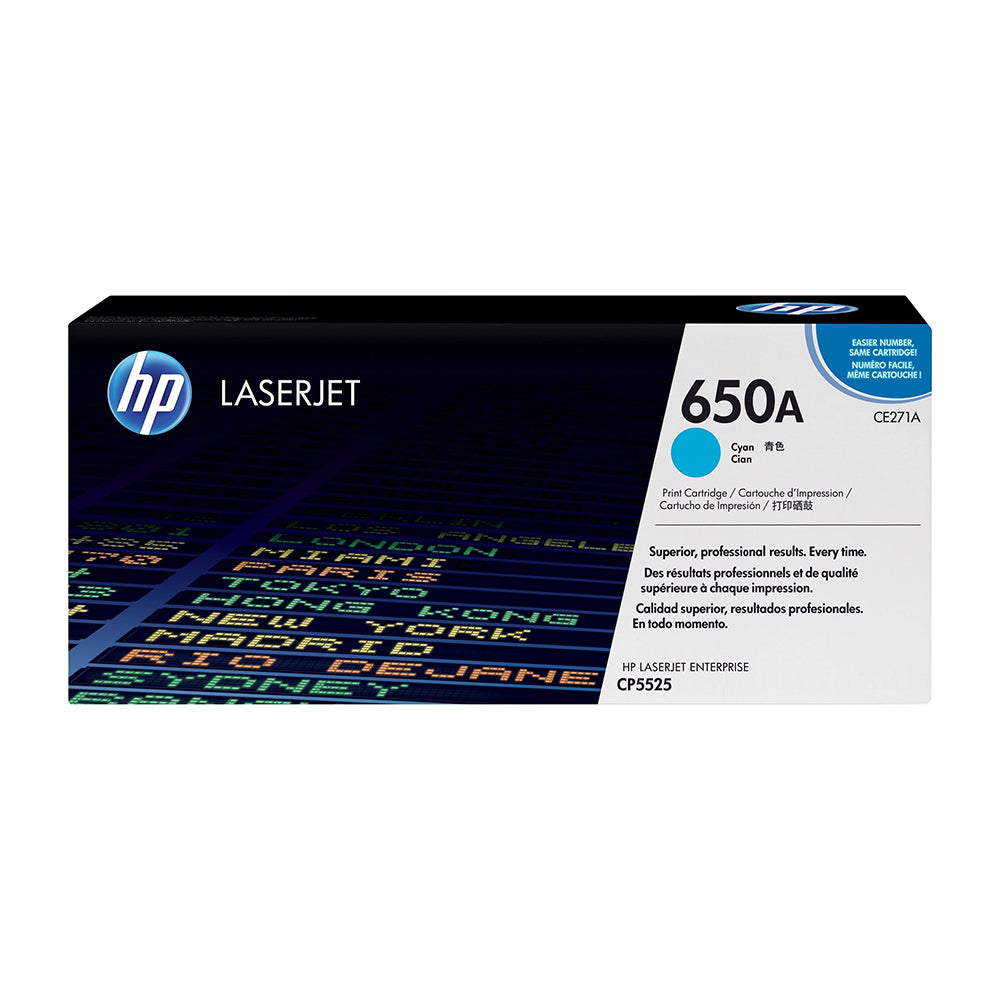 HP 650A Cyan Original LaserJet Toner Cartridge (CE271A)