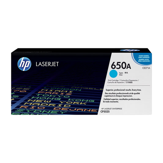 HP 650A Cyan Original LaserJet Toner Cartridge (CE271A)