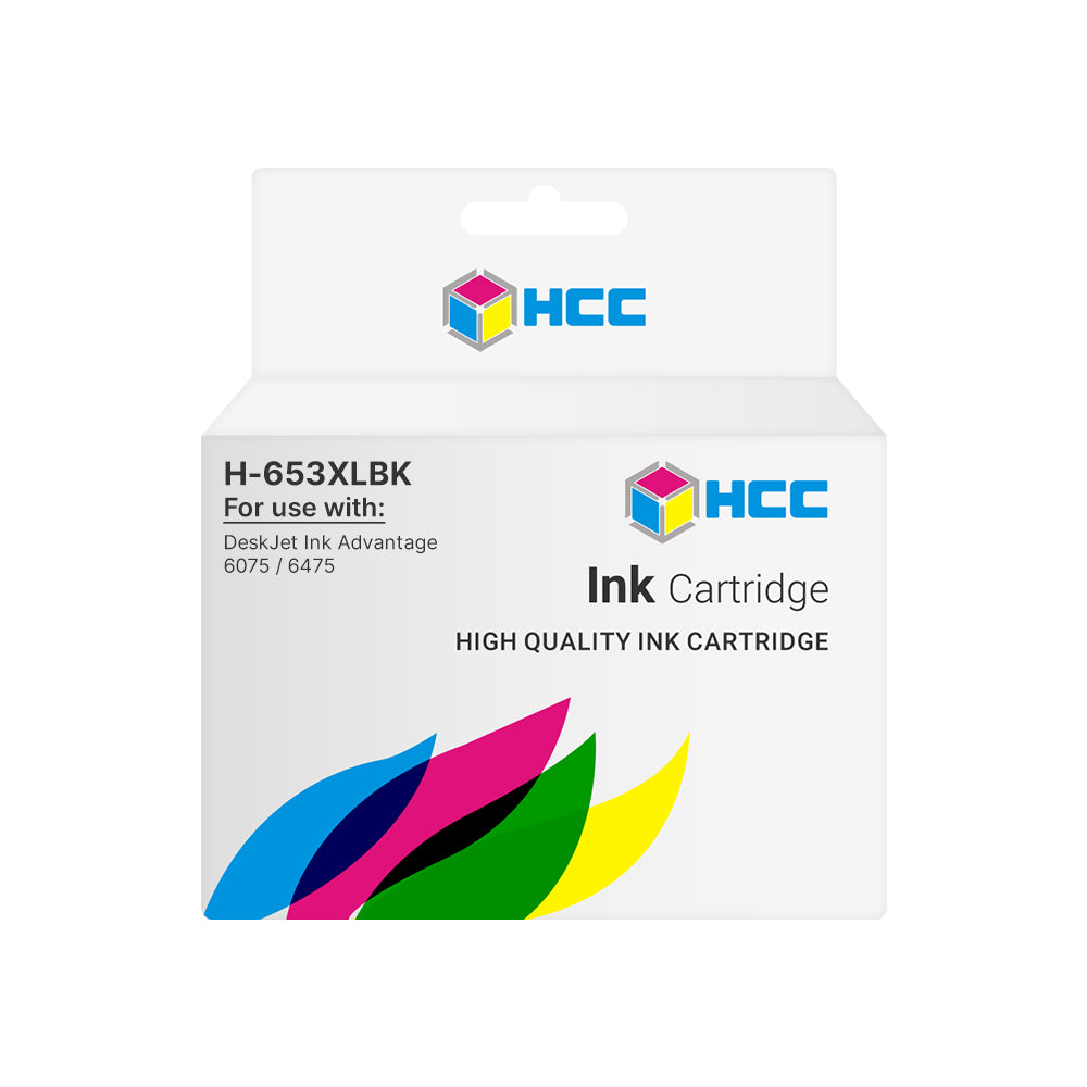 HCC H-653XLBK Black Ink Cartridge Compatible with HP 653 Black