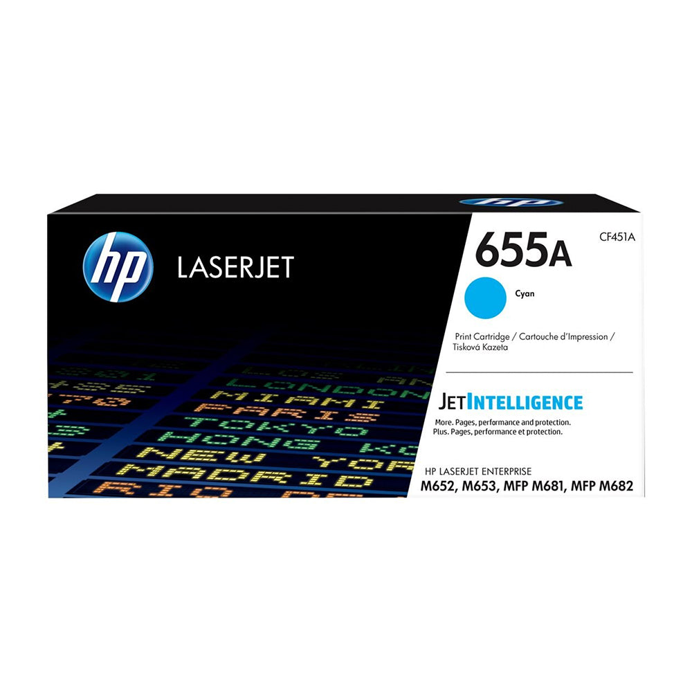 HP 655A Cyan Original LaserJet Toner Cartridge (CF451A)
