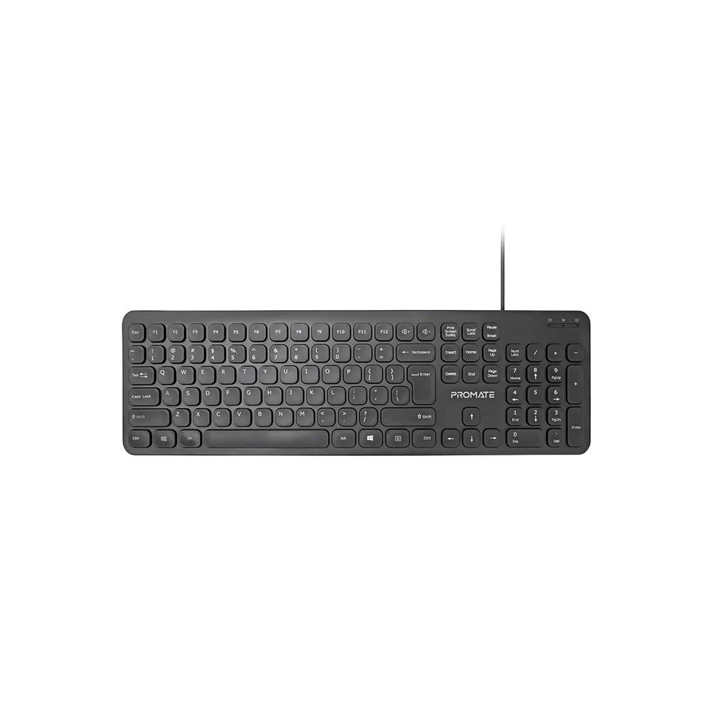 Promate Ultra-Slim Quiet Key Wired Keyboard