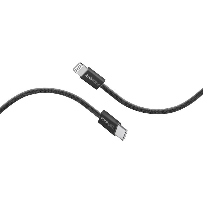 Promate EcoLine-Ci120 27W Super-Fast USB-C to Lightning Cable - Black