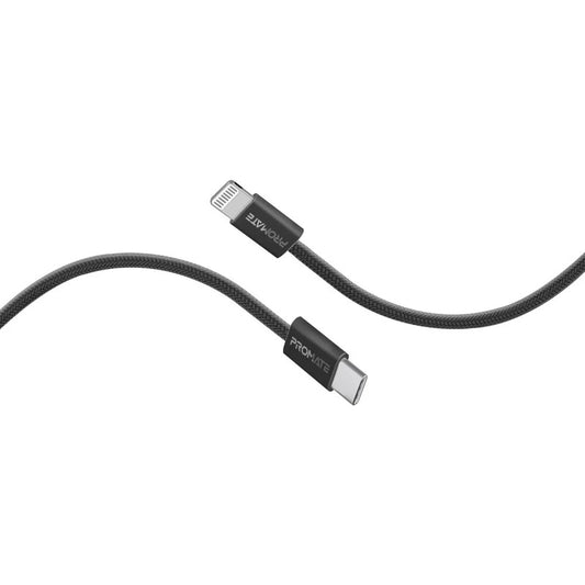 Promate EcoLine-Ci120 27W Super-Fast USB-C to Lightning Cable - Black
