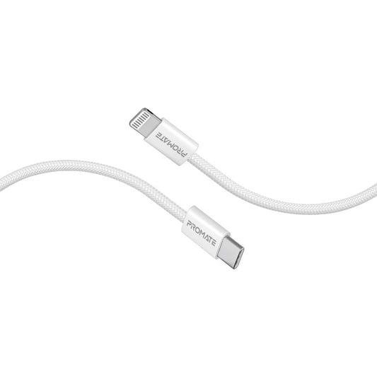 Promate EcoLine-Ci120 27W Super-Fast USB-C to Lightning Cable - White
