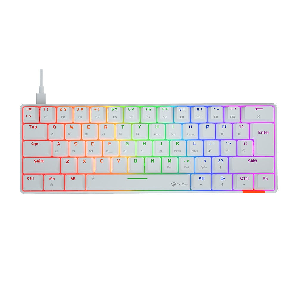 MeeTion MK005 Wired 60% Mini Gaming Mechanical Keyboard English-Arabic (WHITE)