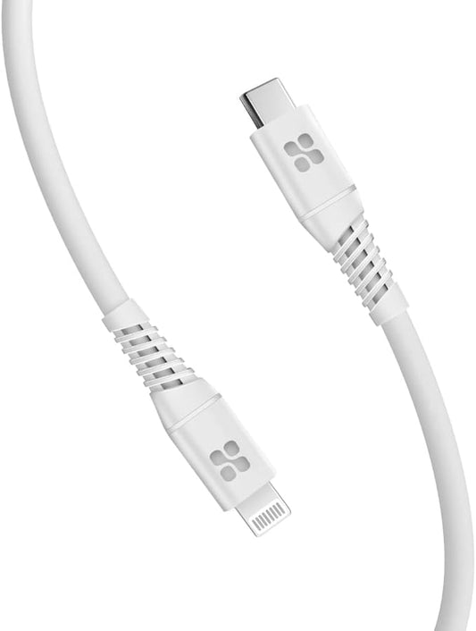 Promate PowerLine-Ci120 20W Power Delivery USB-C To Apple® Lightning Connector Cable - White