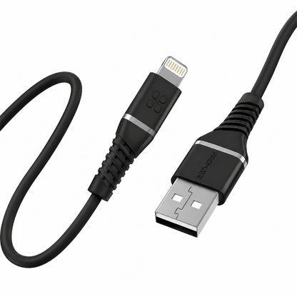 Promate PowerLine-Ai120 High Tensile Strength Data Sync & Charge Cable with Lightning Connector - Black/White