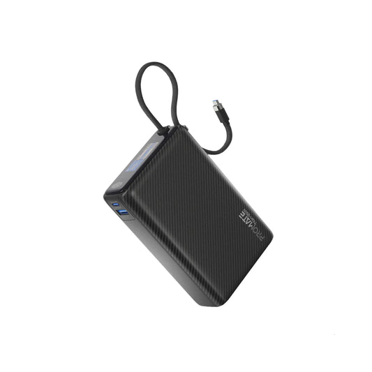 Promate Titan-35W 20,000mAh 35W SuperSpeed™ Power Bank with Built-in USB-C Cable & TFT Screen