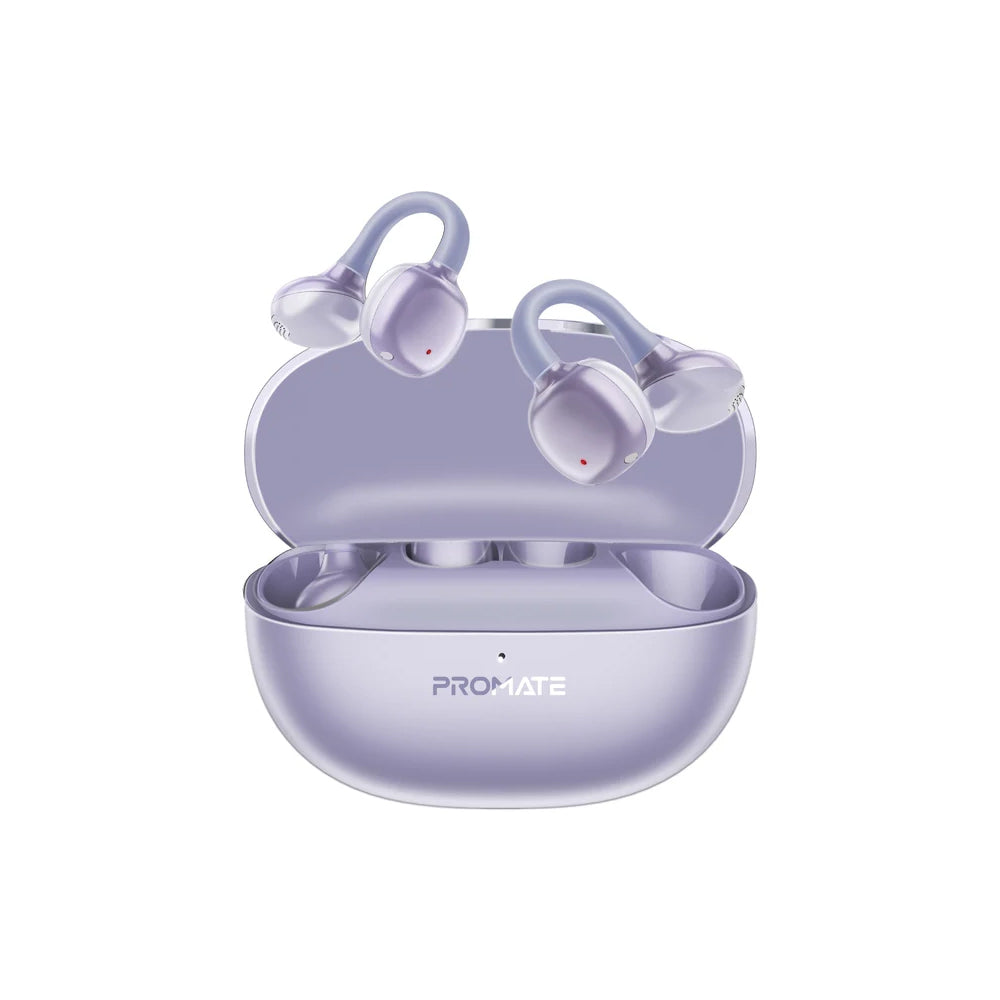 Promate AirClip-Pro AudioFit™ Open Ear True Wireless Stereo Earbuds with IntelliTouch - Purple