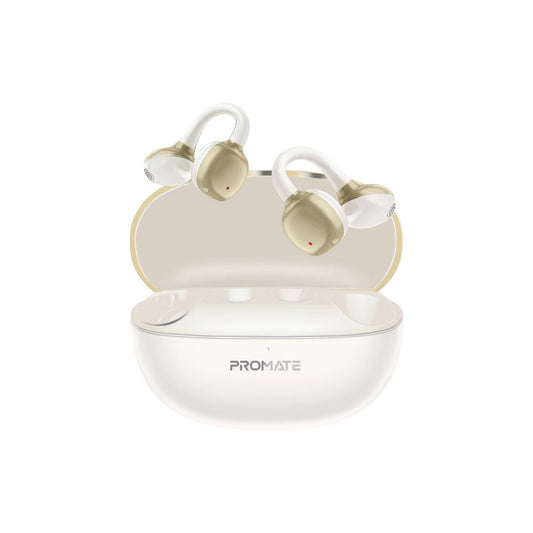 Promate AirClip-Pro AudioFit™ Open Ear True Wireless Stereo Earbuds with IntelliTouch - White