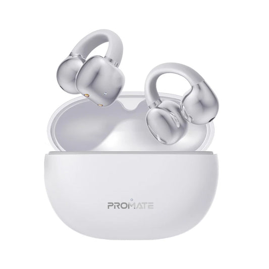 Promate AirClip AudioFit™ Open Ear Clip On TWS Earbuds w/ IntelliTouch - White
