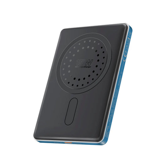 Promate Blade-5 5000 mAh Ultra-Slim Aluminum Crafted MagSafe Compatible Wireless Charging PowerBank - Blue