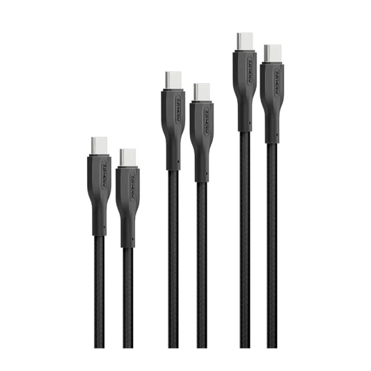 Promate CableKit-CC 3Pcs High Tensile Strength Data & Charge USB-C Cable kit