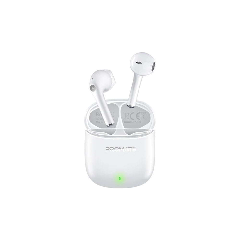 Promate Lima High Definition ENC TWS Wireless Earbuds with IntelliTouch - White