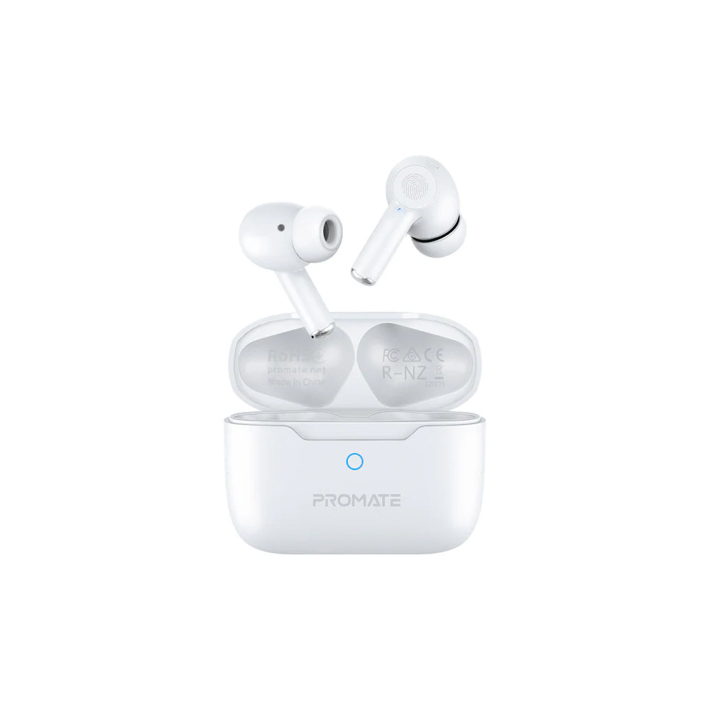 Promate ProPods High-Definition ANC TWS Earphones with intellitouch - White