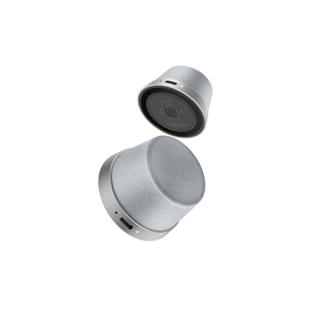 Promate Punch High-Fidelity Mini Bluetooth Speaker with MagSafe Compatible Base - Silver