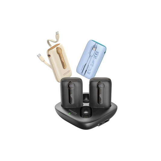 Promate Quatro-10 4-Piece 10000mAh Power Bank Charging Set with In-Built USB-C and Lightning Cables