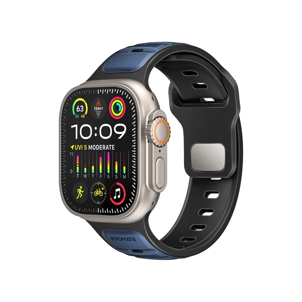 Promate SiliBand-DC Durable Two-Toned Silicone Sporty Watch Band - Blue