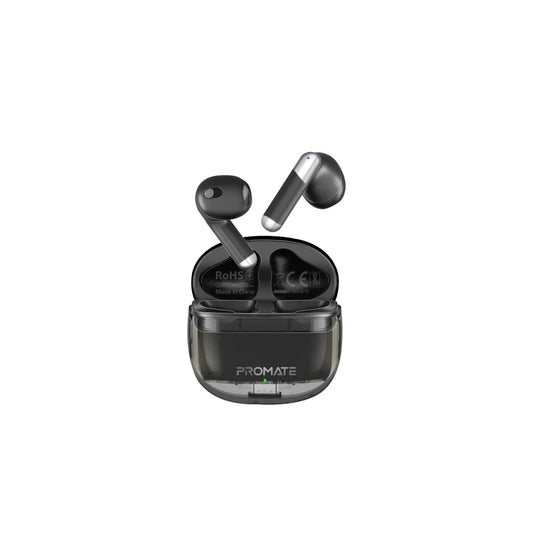 Promate TransPods High Definition Transparent TWS Earbuds with IntelliTouch - Black
