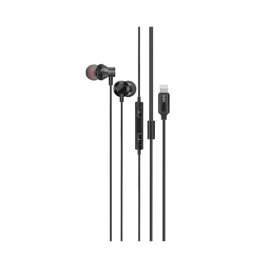 Promate Vibe-LT MFi-Certified Ergonomic In-Ear Lightning Connector Earphones - Black