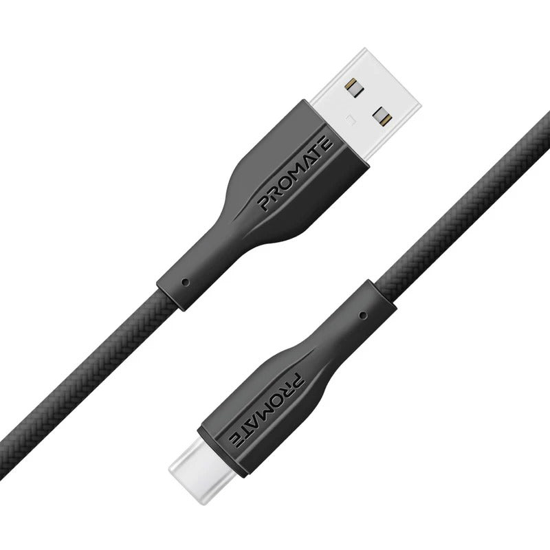 Promate xCord-AC200 Super Flexible Data and Charge USB-C Cable - Black